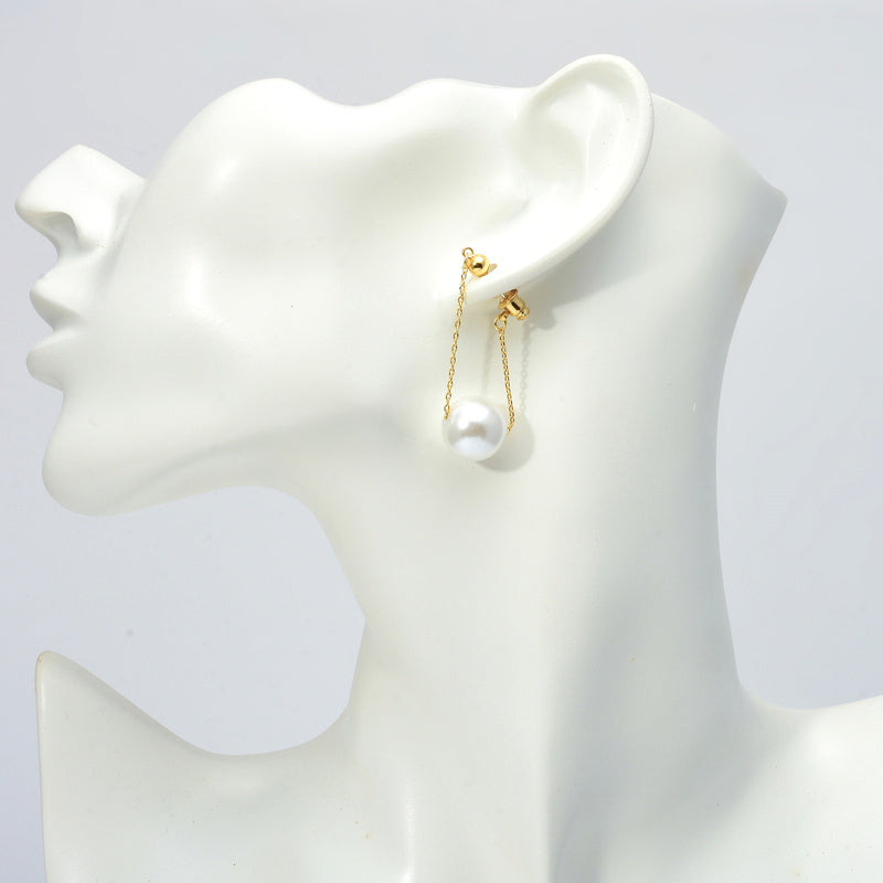 Pearl Dangle Earrings | Faux Pearl Earrings | Dangle Pearl Earrings with Silver Pins (10mm)