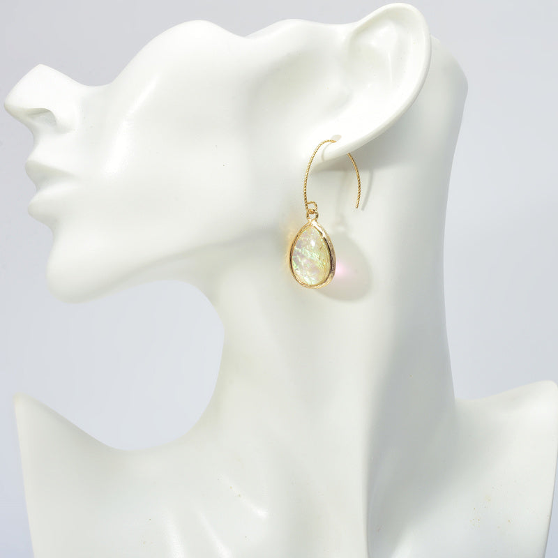 Oil Painting Earrings | Opal Drop Earrings | Green Crystal Drop Earrings