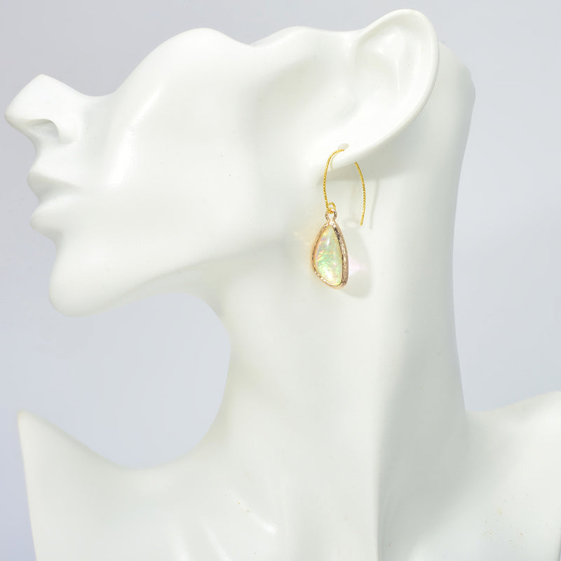Oil Painting Earrings | Opal Drop Earrings | Green Crystal Drop Earrings