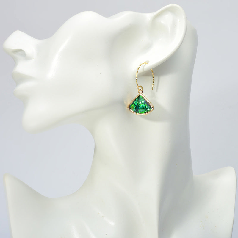 Oil Painting Earrings | Opal Drop Earrings | Green Crystal Drop Earrings