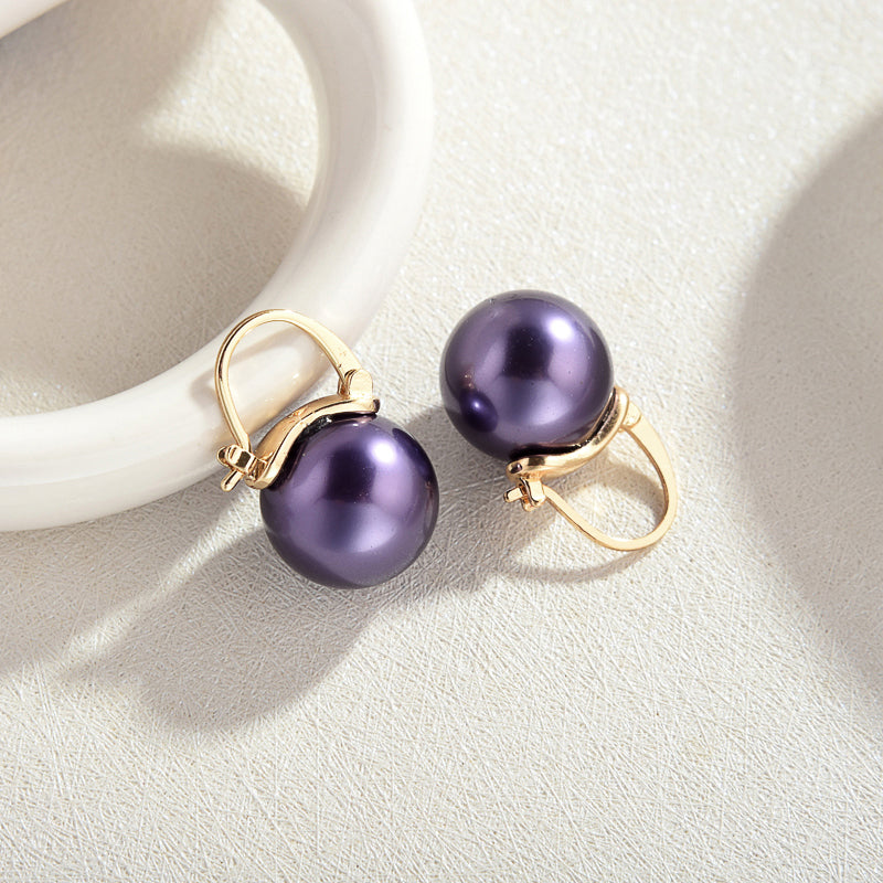 purple pearl earrings 14K gold