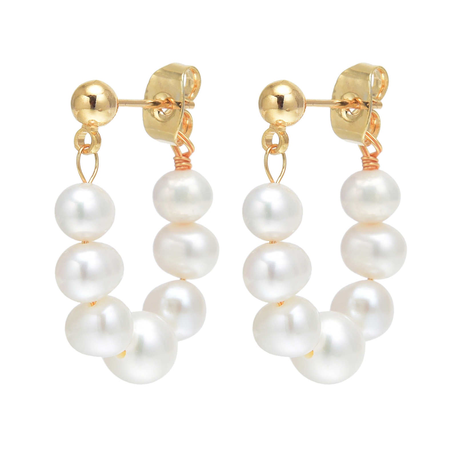 AAA Freshwater Pearl Hoop Earrings in 14K Gold Over Sterling Silver Clasp