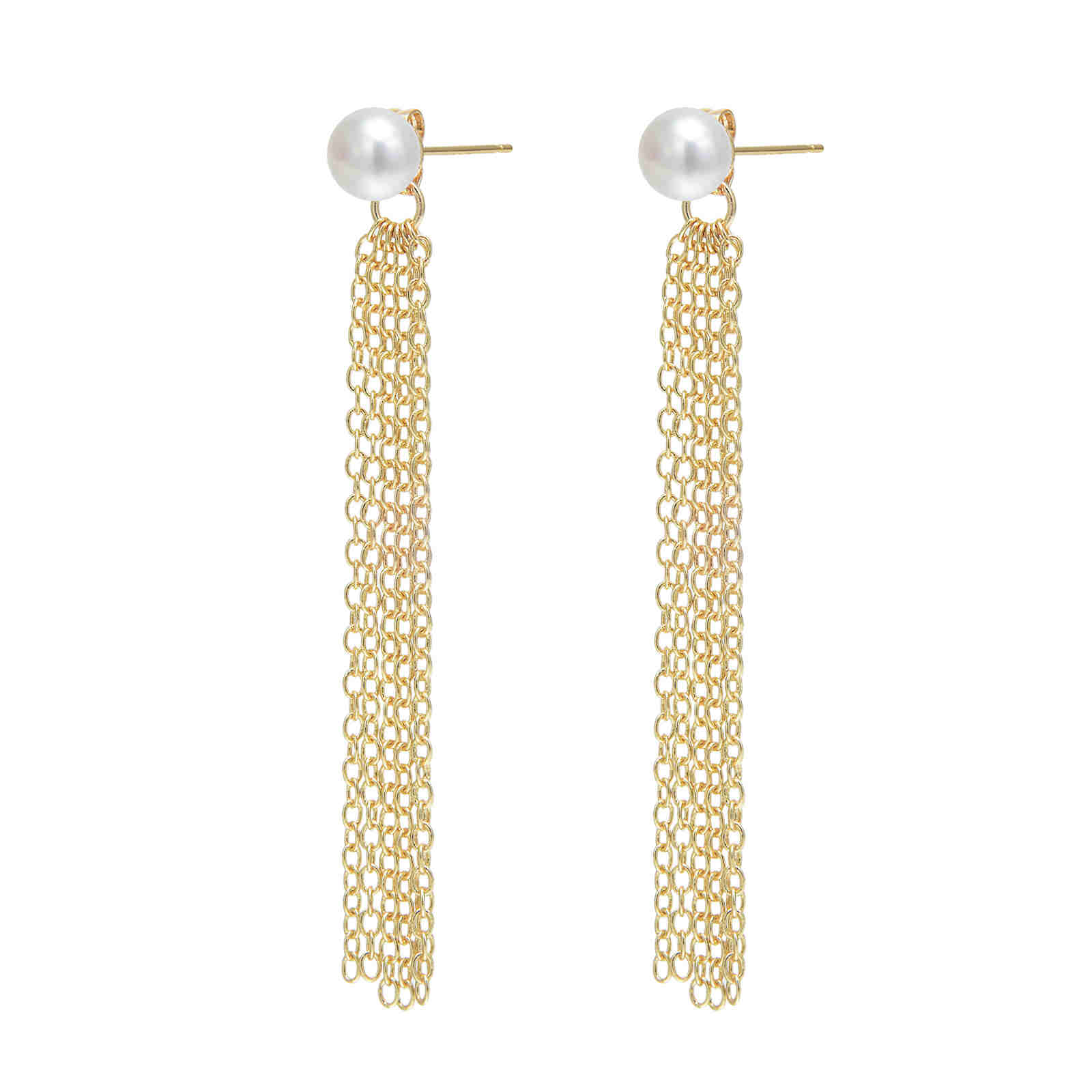 Freshwater Pearl Earrings with Long and Short Tassel  | Real Pearl Earring Jackets with Sterling Silver Pins