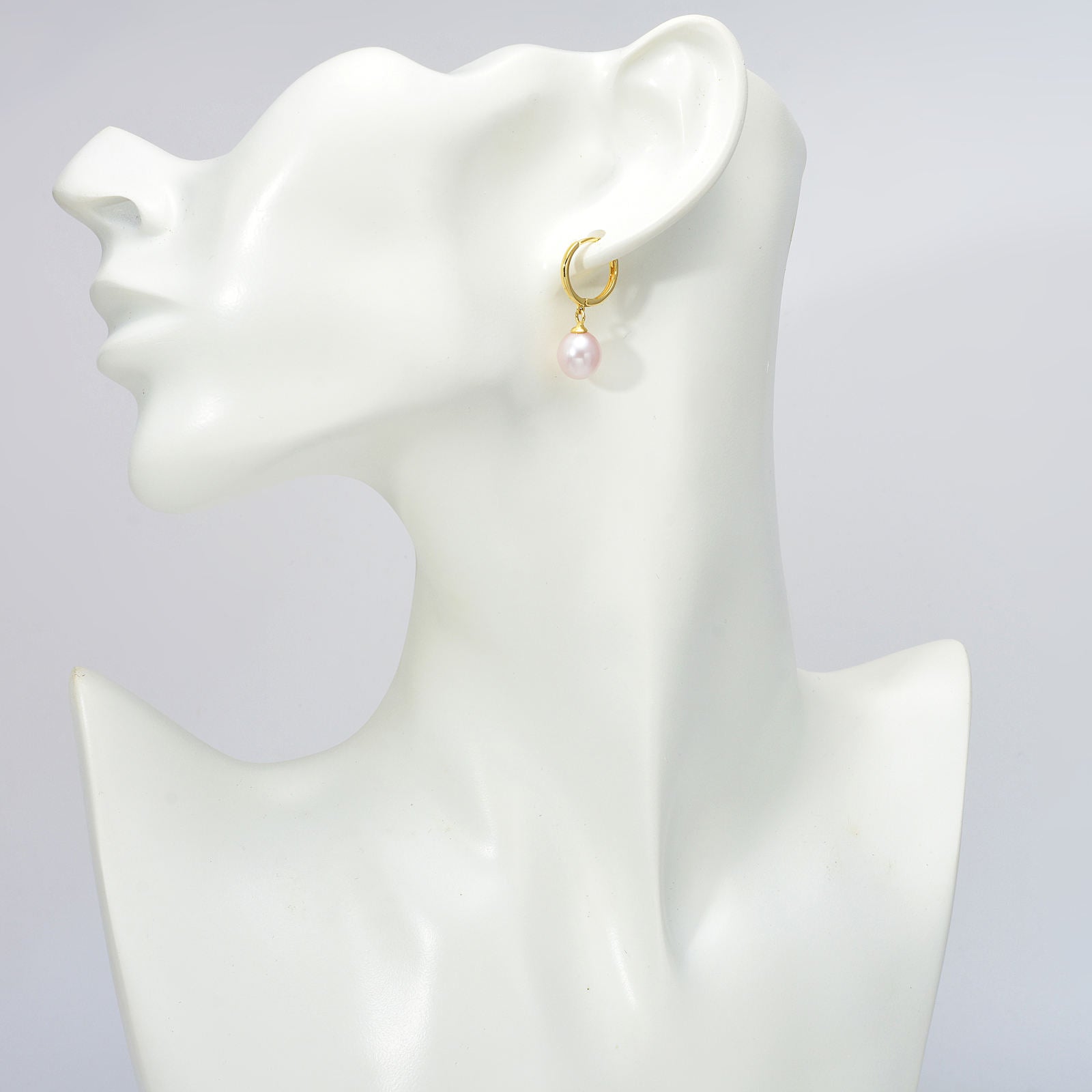 AAAAA Freshwater Pearl Drop Earrings S925 | Pearl Drop Earrings | Oval Real Pearl Earrings in 18K Gold Plated Clasp