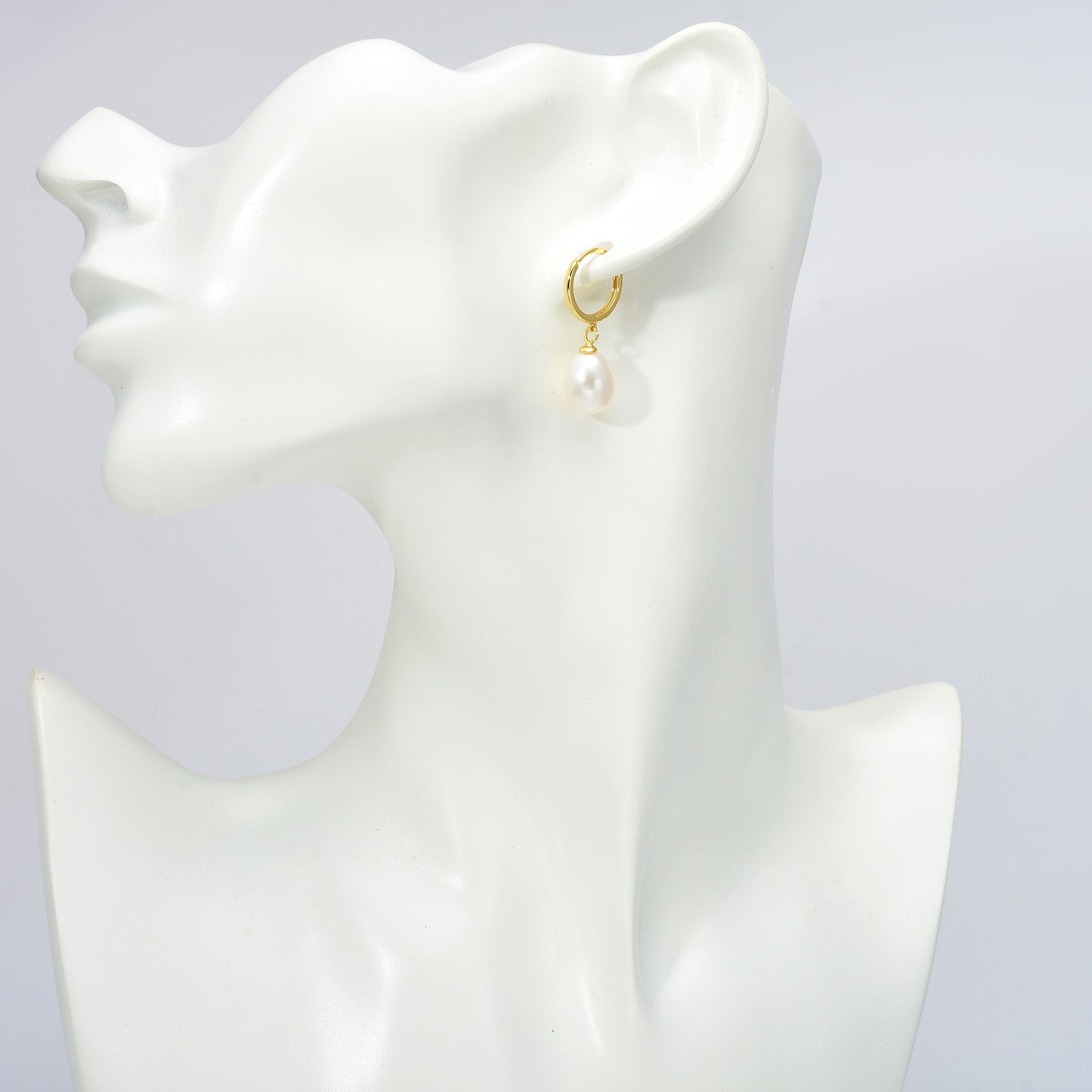 AAAAA Freshwater Pearl Drop Earrings S925 | Pearl Drop Earrings | Oval Real Pearl Earrings in 18K Gold Plated Clasp