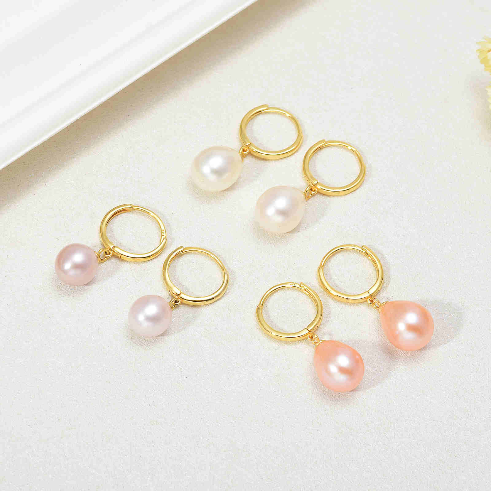 AAAAA Freshwater Pearl Drop Earrings S925 | Pearl Drop Earrings | Oval Real Pearl Earrings in 18K Gold Plated Clasp