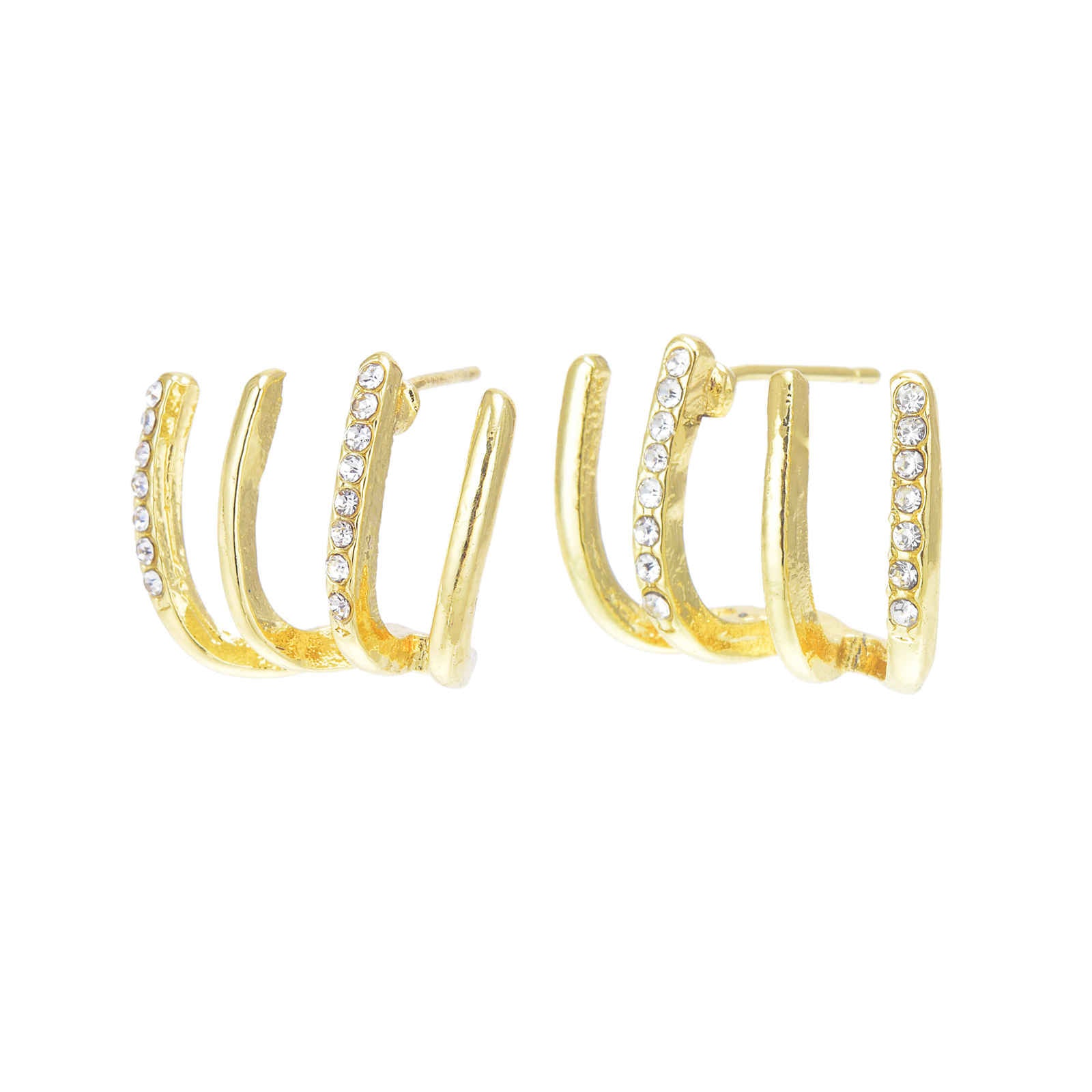 Boucles d'oreilles créoles multi-or | Petites créoles à perles | Boucles d'oreilles créoles à griffes pour femmes