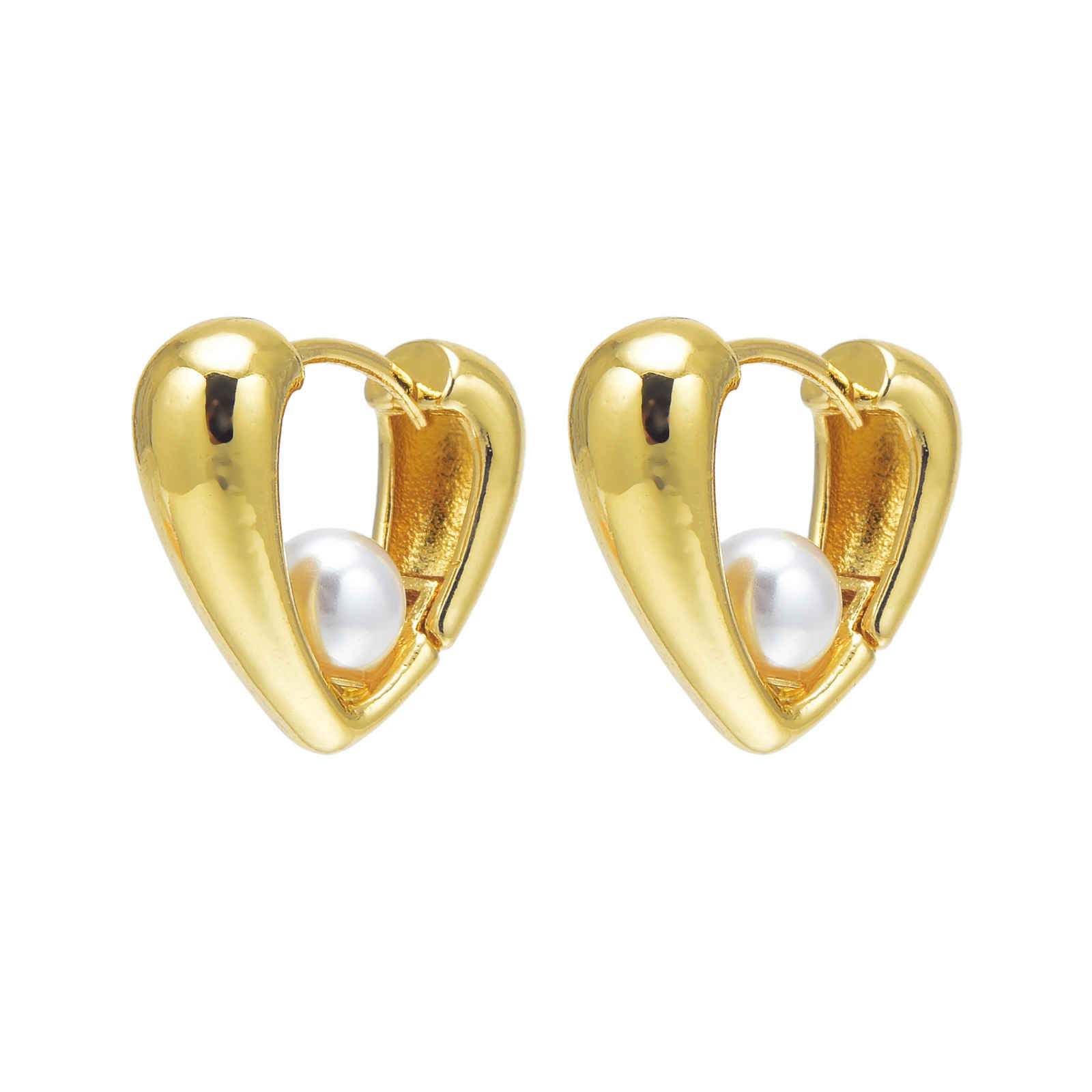 Boucles d'oreilles créoles en forme de cœur | Boucles d'oreilles pendantes en perles | Boucles d'oreilles créoles épaisses en or et argent