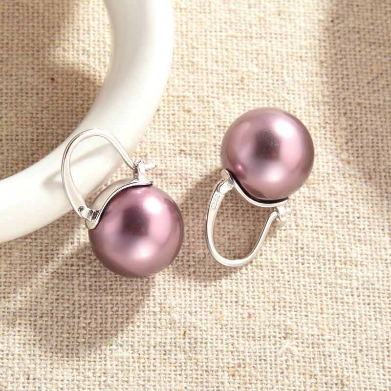 purple pearl dangle earrings