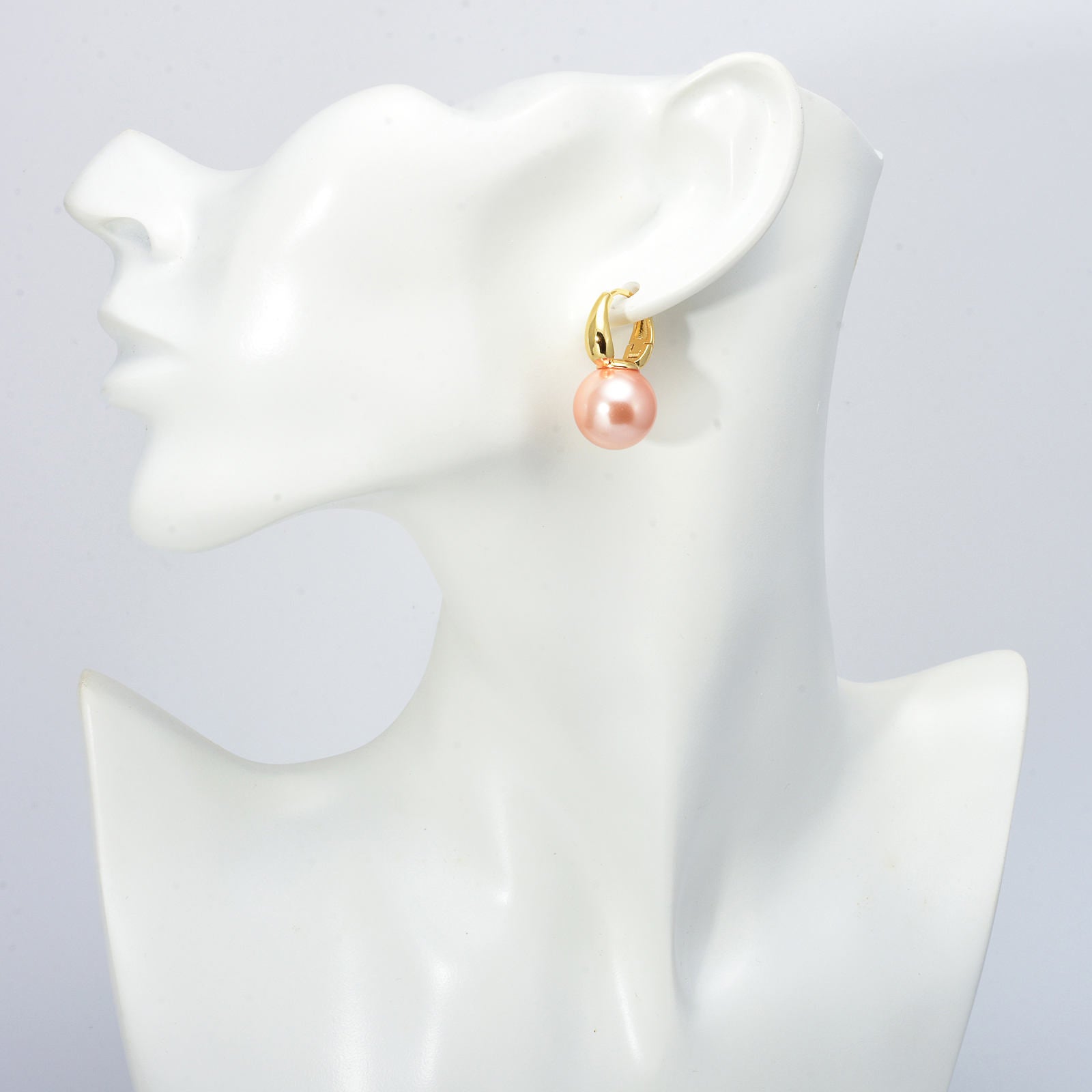 New Elegant Pearl Earrings 14mm Big Pearl Drop Earrings for Women in 14K Gold Plated Clasp (White, Champagne and Grey Available)