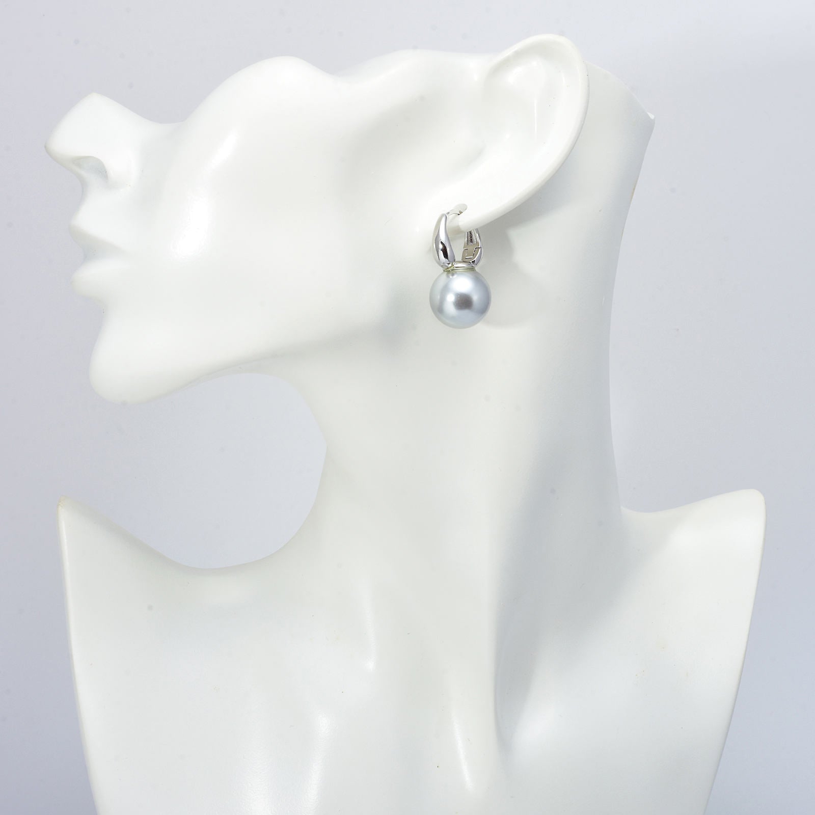 New Elegant Pearl Earrings 14mm Big Pearl Drop Earrings for Women in 14K Gold Plated Clasp (White, Champagne and Grey Available)