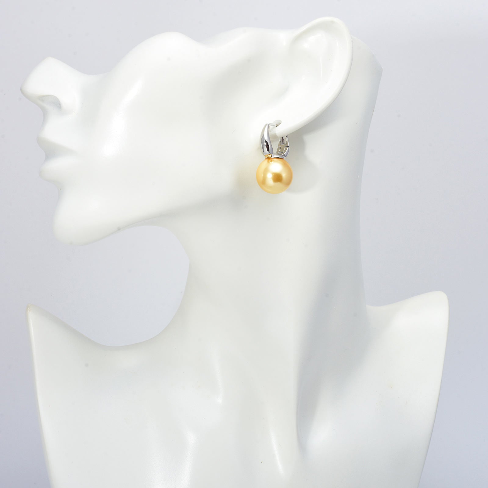 New Elegant Pearl Earrings 14mm Big Pearl Drop Earrings for Women in 14K Gold Plated Clasp (White, Champagne and Grey Available)