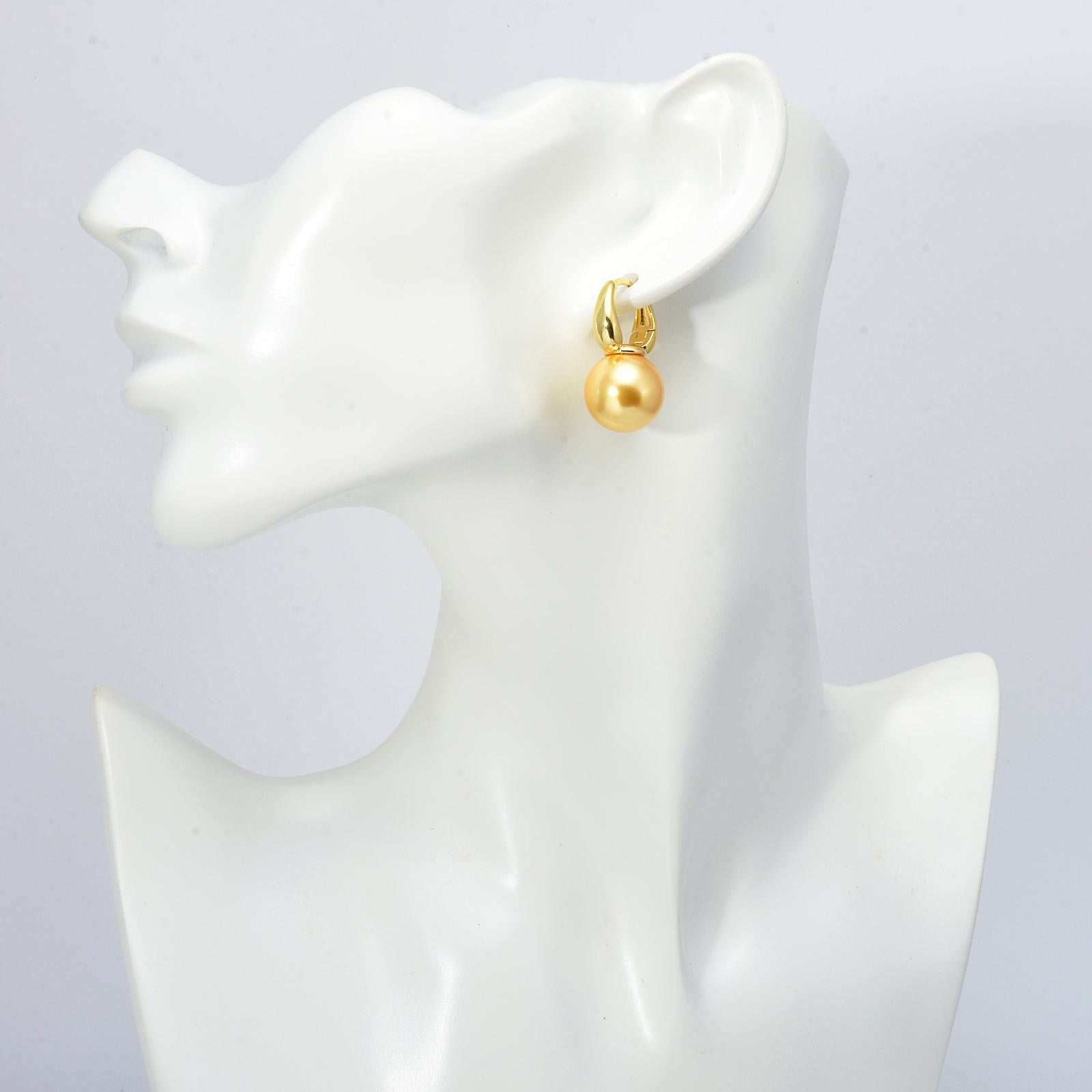 New Elegant Pearl Earrings 14mm Big Pearl Drop Earrings for Women in 14K Gold Plated Clasp (White, Champagne and Grey Available)