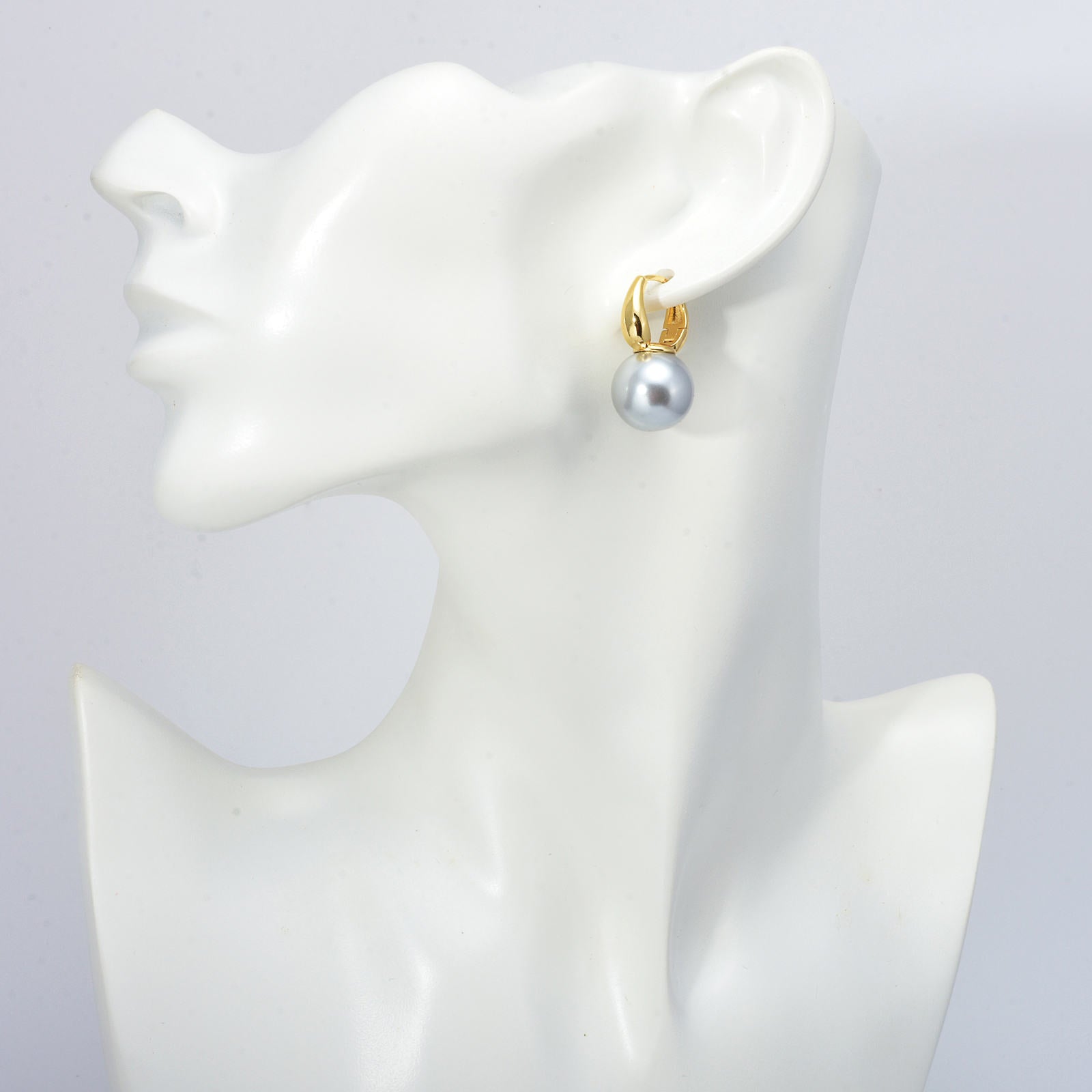 New Elegant Pearl Earrings 14mm Big Pearl Drop Earrings for Women in 14K Gold Plated Clasp (White, Champagne and Grey Available)