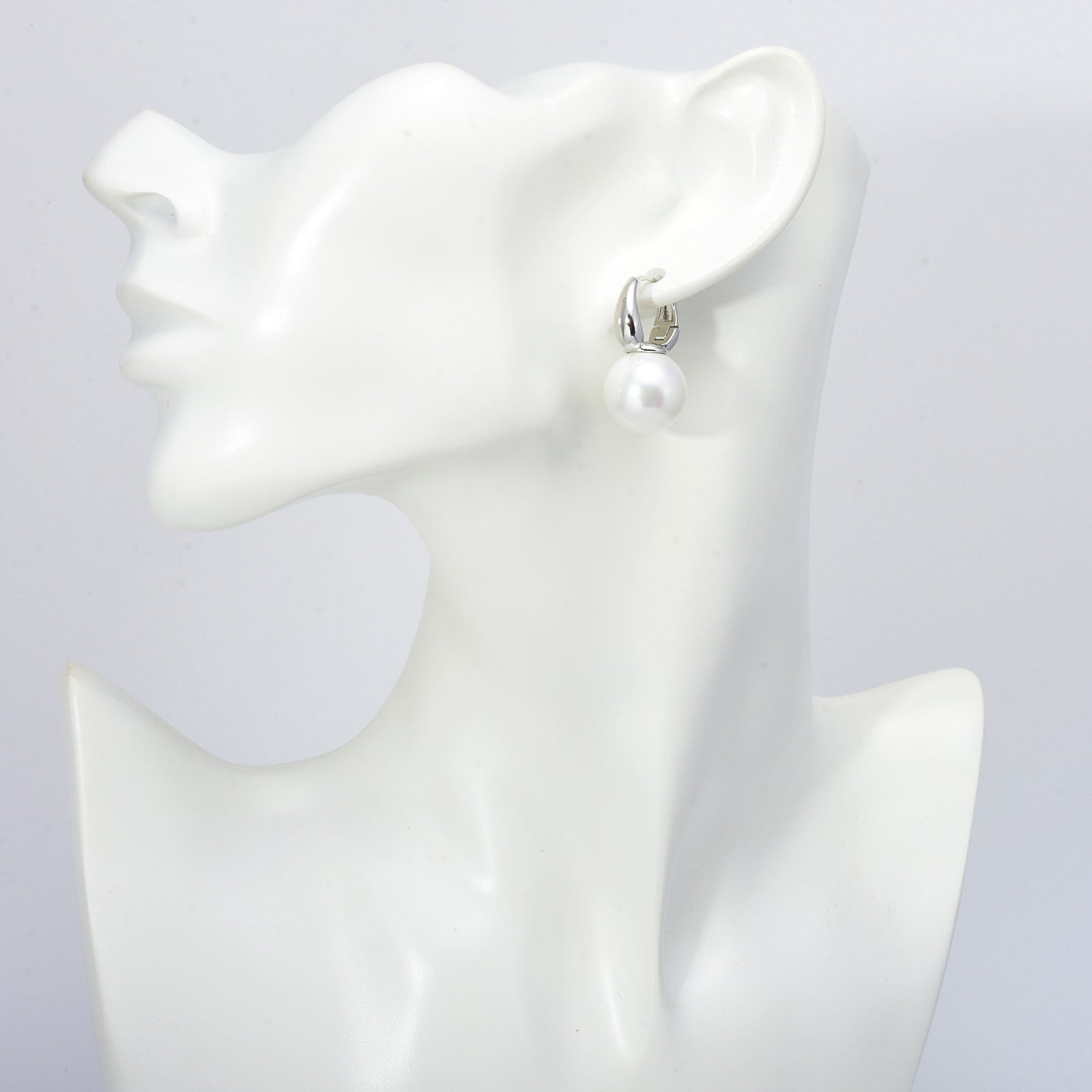 New Elegant Pearl Earrings 14mm Big Pearl Drop Earrings for Women in 14K Gold Plated Clasp (White, Champagne and Grey Available)