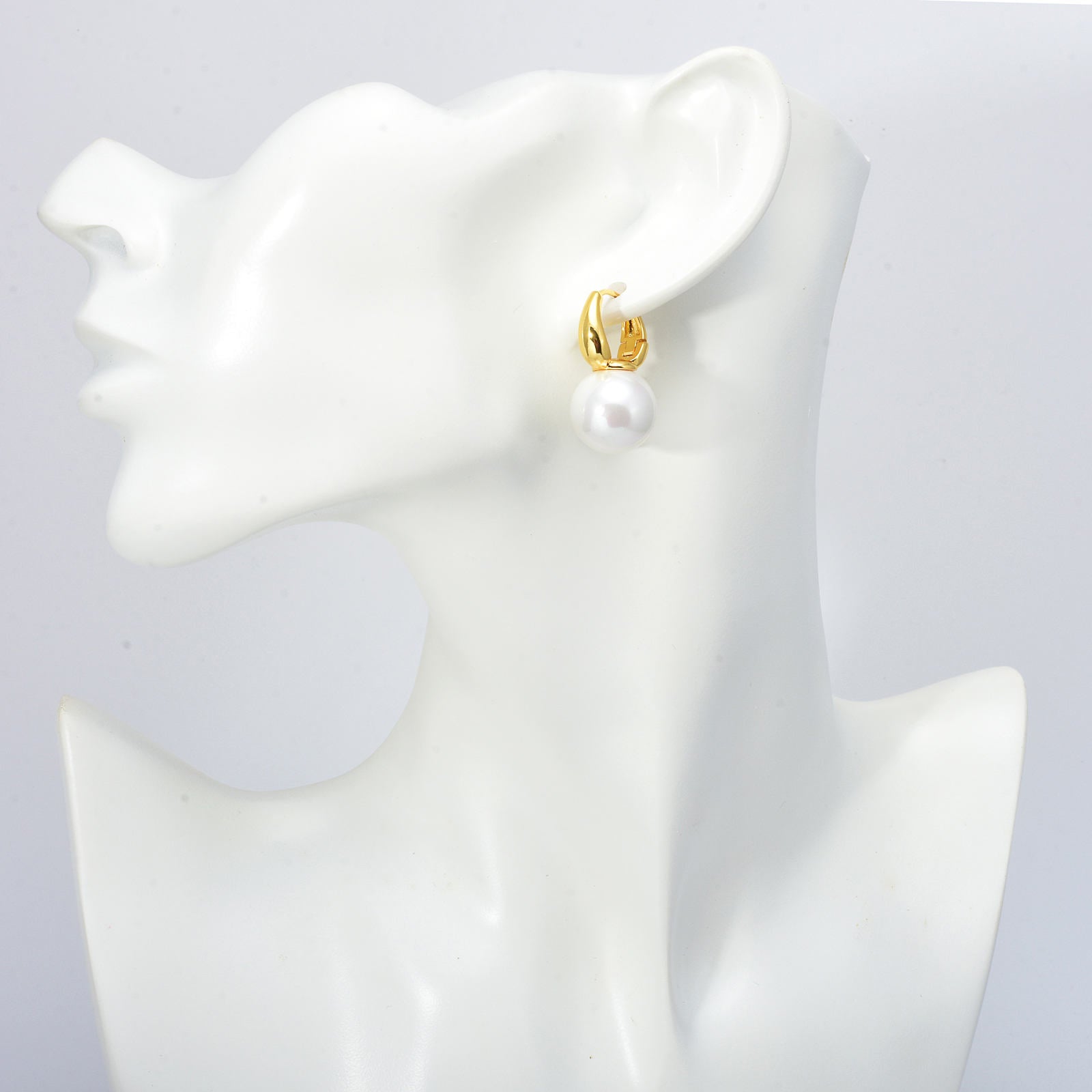 New Elegant Pearl Earrings 14mm Big Pearl Drop Earrings for Women in 14K Gold Plated Clasp (White, Champagne and Grey Available)