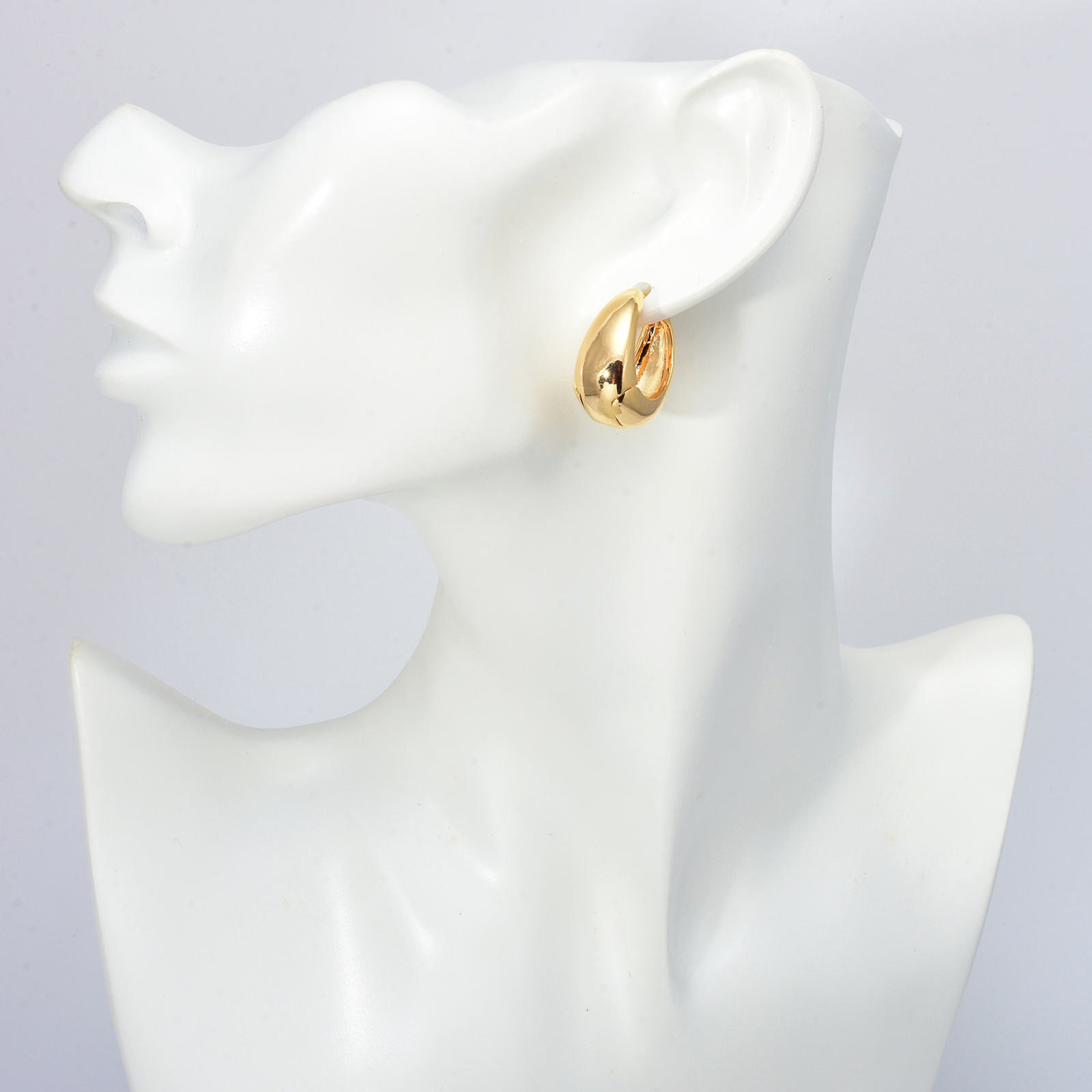 Chunky Hoop Earrings in 18K Gold Plated and Silver | Teardrop Gold Huggie Earrings and Sliver Huggie Earrings