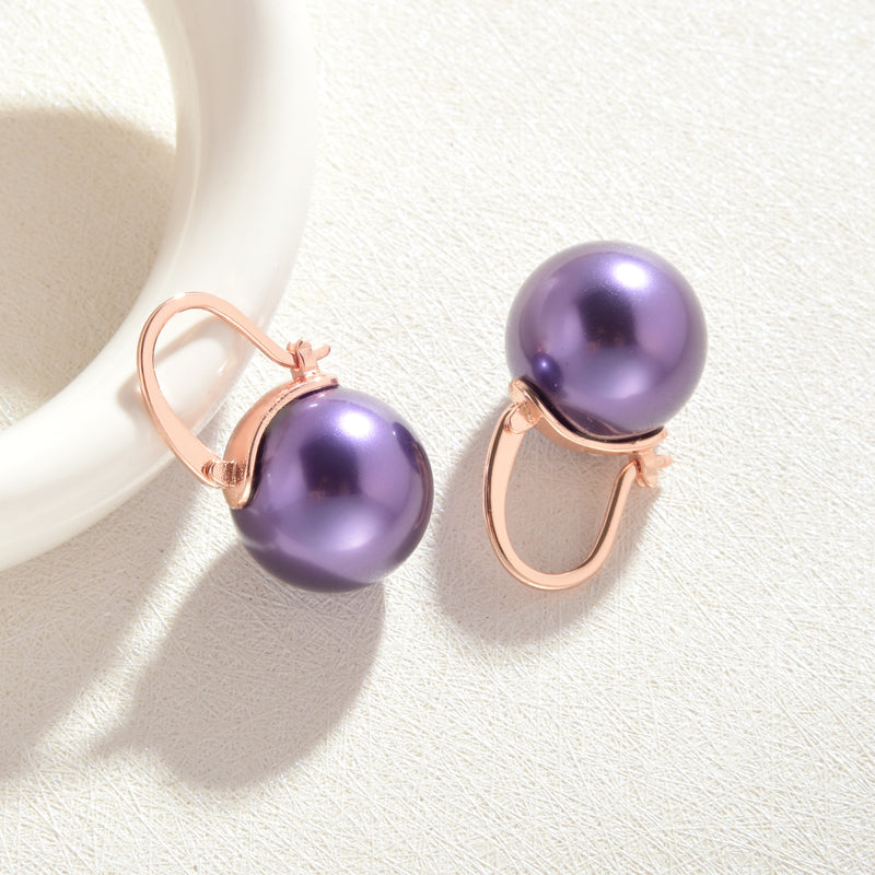 purple pearl earrings rose gold