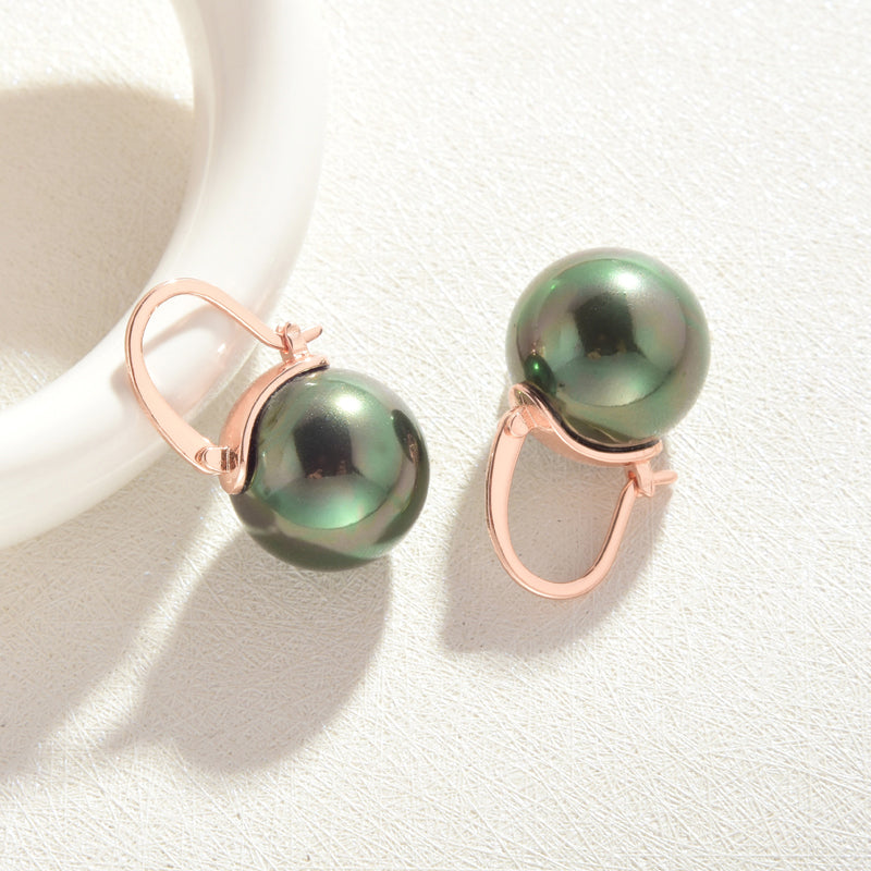 black pearl earrings rose gold