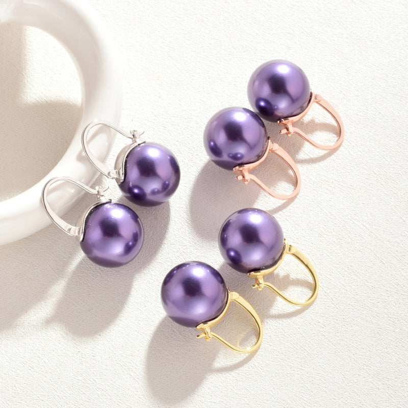 purple pearl earrings