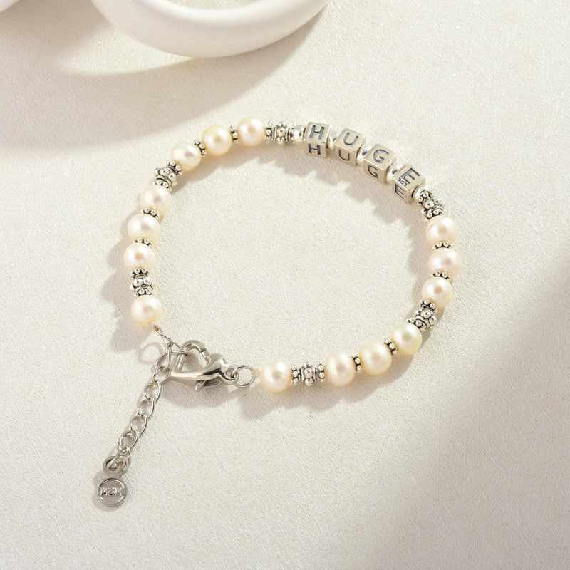 100% Handmade Name Customize Little Girl Bracelet Pearls Name Bracelet Birthday Gift Idea