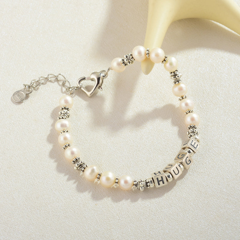 100% Handmade Name Customize Little Girl Bracelet Pearls Name Bracelet Birthday Gift Idea