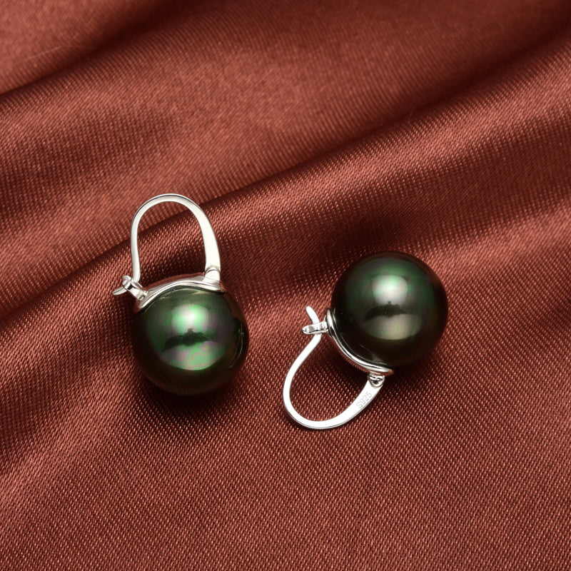 black pearl dangle earrings silver