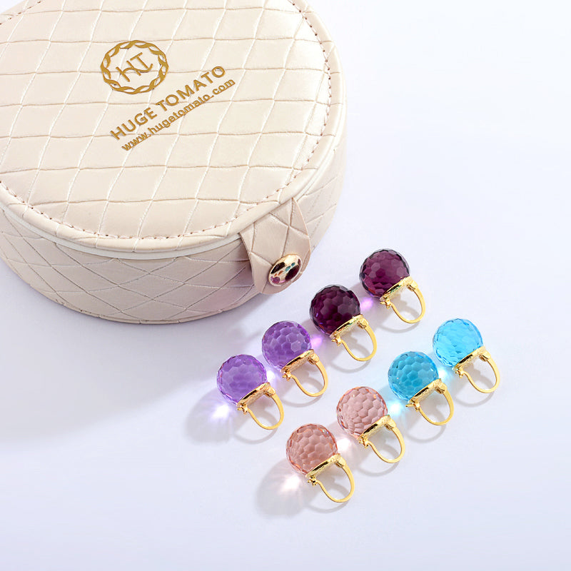 Crystal Ball Crystal Drop Earrings Available with Gold and Silver Clasp Set Box, with Free Jewelry Organizer, Mother's Day Gift