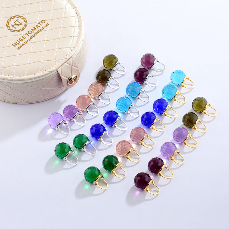 Crystal Ball Crystal Drop Earrings Available with Gold and Silver Clasp Set Box, with Free Jewelry Organizer, Mother's Day Gift