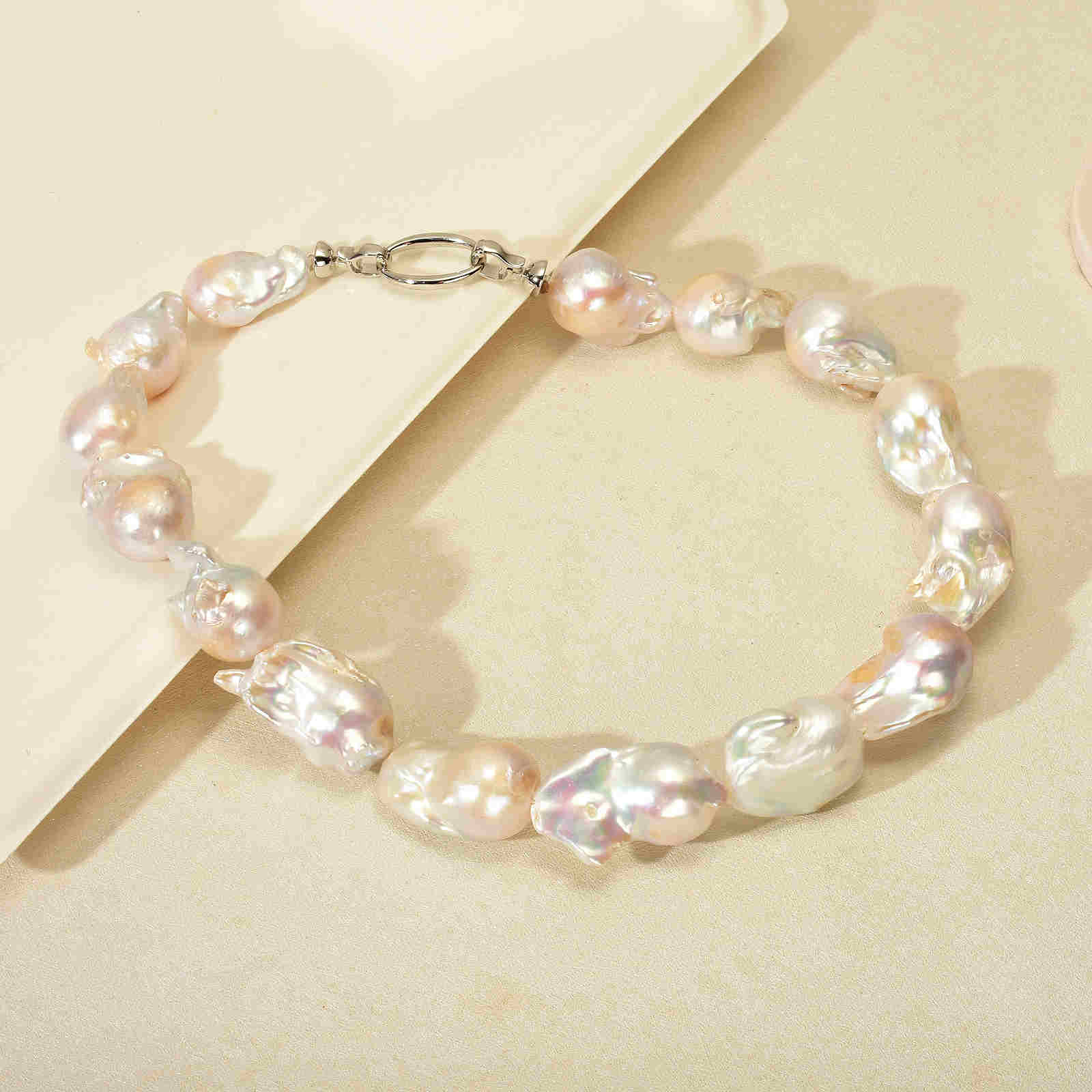 16mm Big Real Pearl Necklace AAAA Baroque Pearl Necklace | White Freshwater Irregular shaped Pearl Necklace