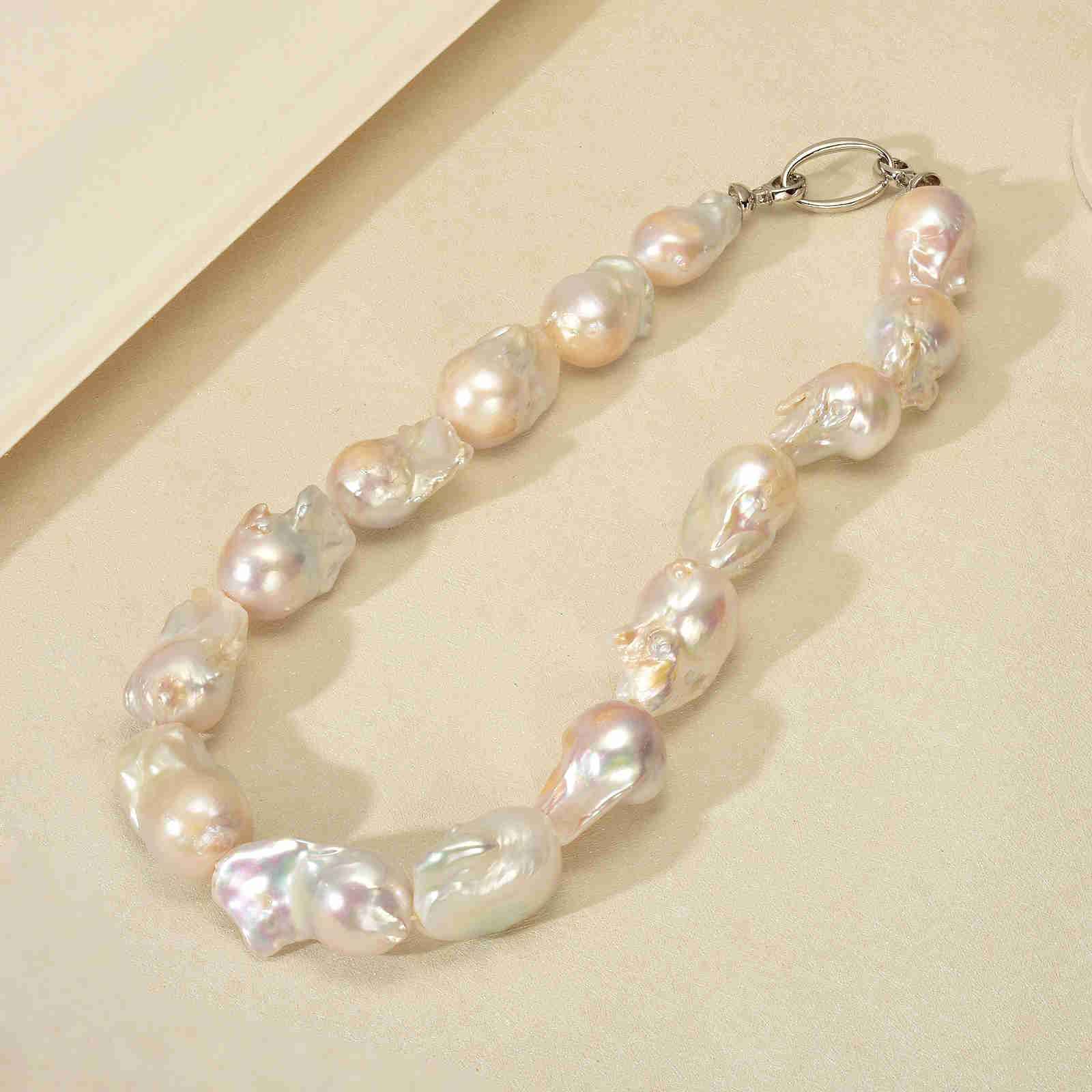 16mm Big Real Pearl Necklace AAAA Baroque Pearl Necklace | White Freshwater Irregular shaped Pearl Necklace