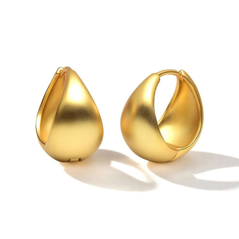 Chunky Hoop Earrings in 18K Gold Plated and Silver | Teardrop Gold Huggie Earrings and Sliver Huggie Earrings