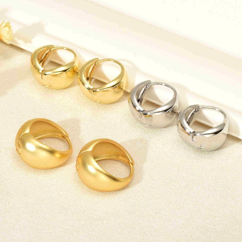 Chunky Hoop Earrings in 18K Gold Plated and Silver | Teardrop Gold Huggie Earrings and Sliver Huggie Earrings