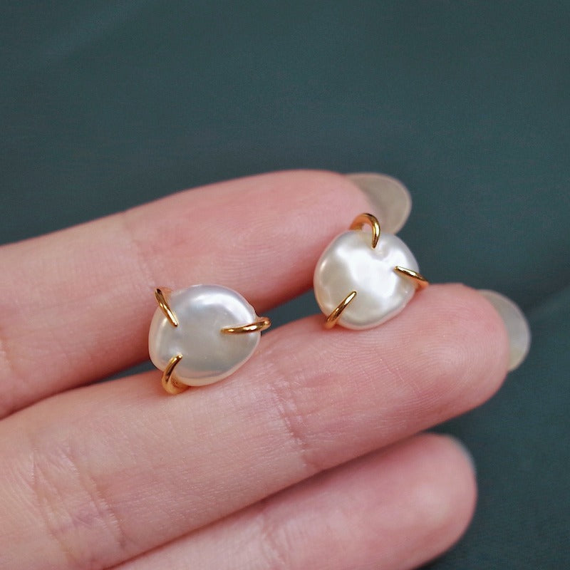 Baroque Pearl Stud Earrings | Baroque Pearl Earrings with Allergy-free Pins (10-11mm)