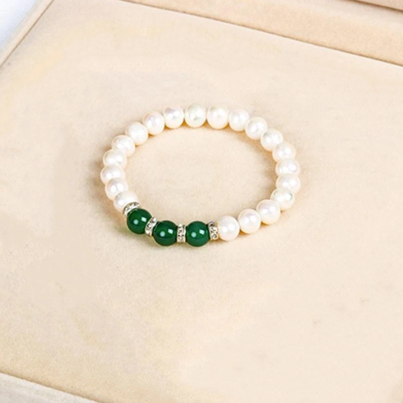 Real Pearl Pendant Necklace | Green Jade Dainty Freshwater Pearl Necklace Bracelet And Earrings Pearl Jewellery Set