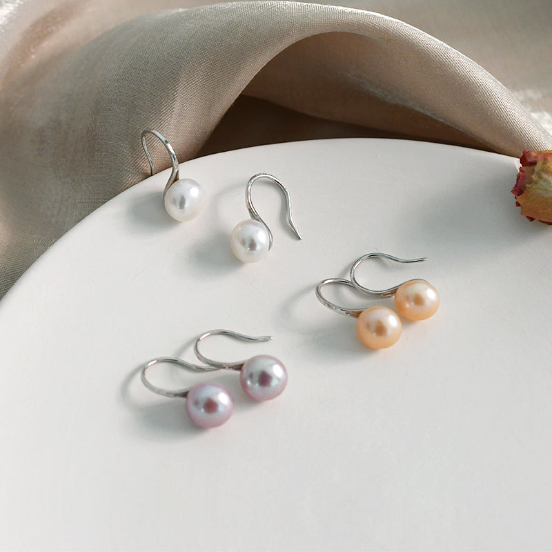 AAAA Freshwater Pearl Drop Earrings S925 | Real Pearl Earrings in Sterling Silver and 14k Gold Plated Pin