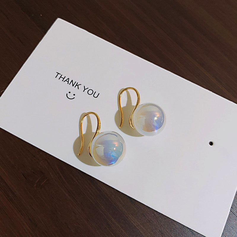 Summer Must-have 14mm Big Opal Drop Earrings | Moonstone Earrings with 14K Gold Plated Clasp