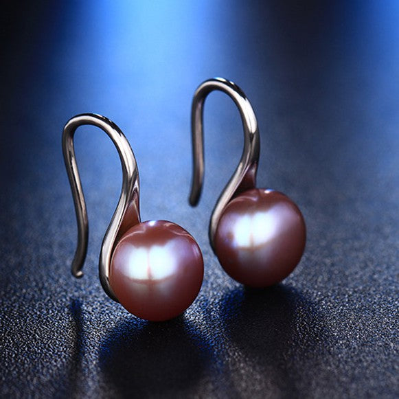 real pearl earrings purple