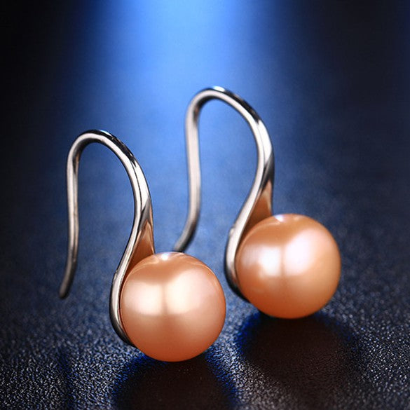 real pearl earrings pink