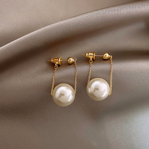 Pearl Dangle Earrings | Faux Pearl Earrings | Dangle Pearl Earrings with Silver Pins (10mm)