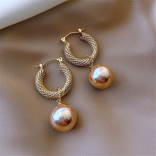 Elegant Pearl Drop Earrings | Pearl Huggie Earrings for Women with Sterling Silver Pins (12mm)