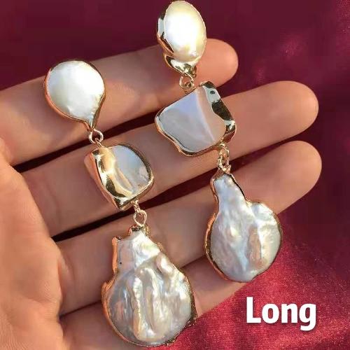 Large Baroque Pearl Earrings | Baroque Pearl Drop Earrings | Baroque Pearl Earrings with Sterling Silver Pins