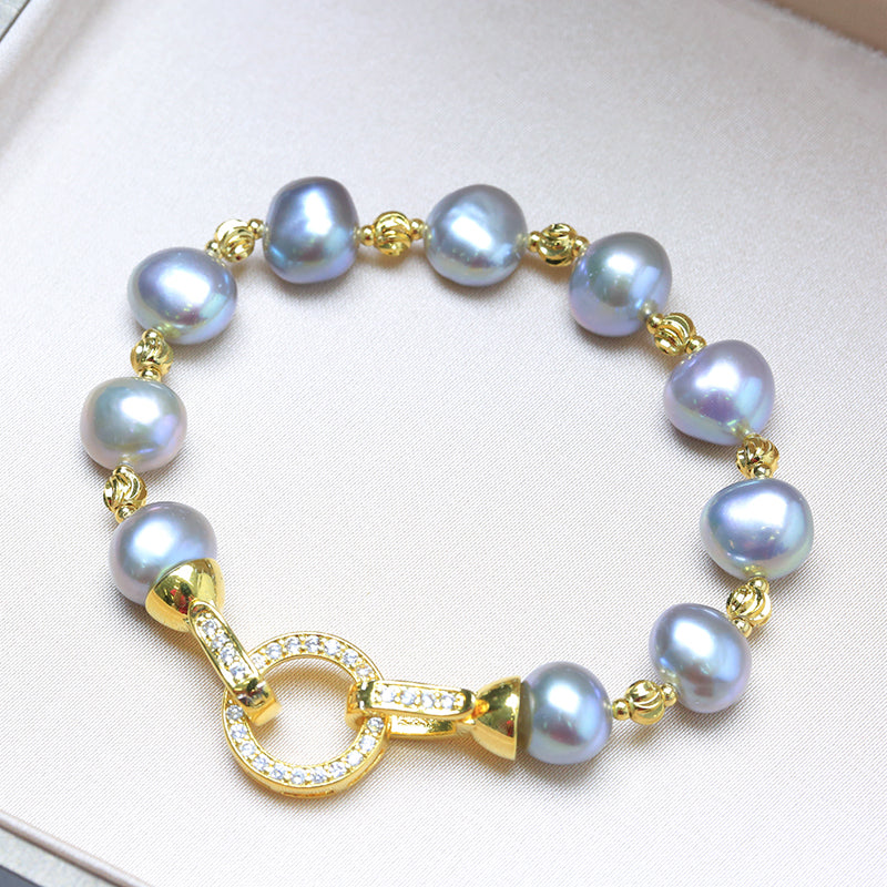 Gray baroque pearl bracelet | hugetomato pearl bracelet | pearl bracelet gold