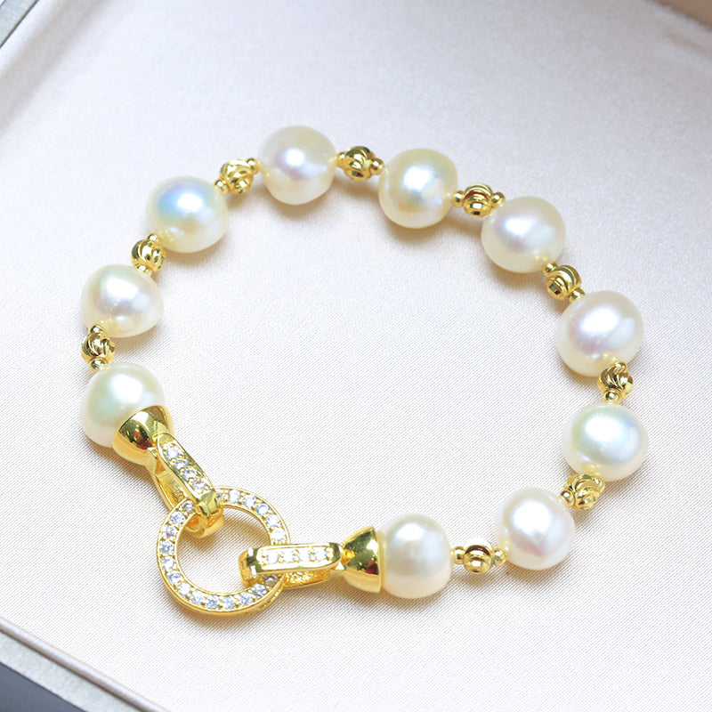 white baroque pearl bracelet | hugetomato pearl bracelet | pearl bracelet gold