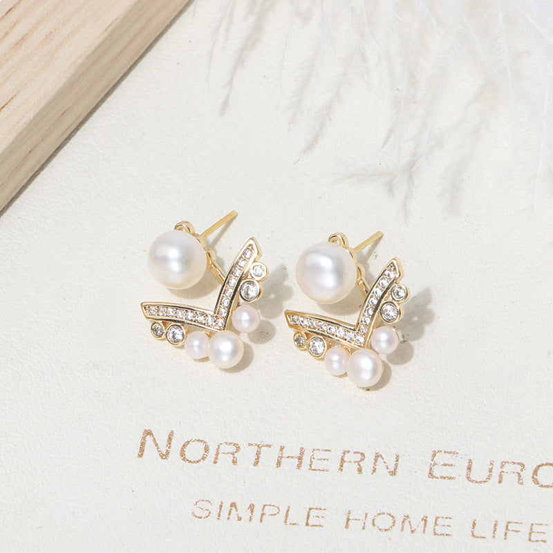 AAA Freshwater Pearl Earrings | Real Pearl Earrings Jackets | Pearl Diamond Earrings in Sterling Silver