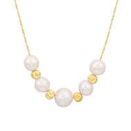 Cultured Freshwater White Pearl Pendant Necklace in 14k Gold Over Sterling Silver