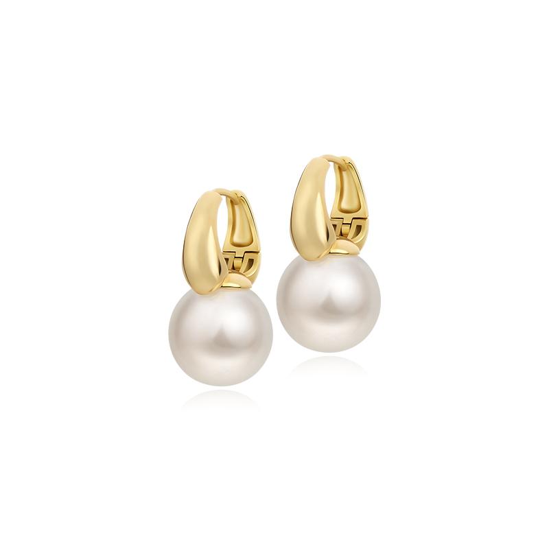 huge tomato Elegant White Round Shell Pearl Dangle Earrings for Women