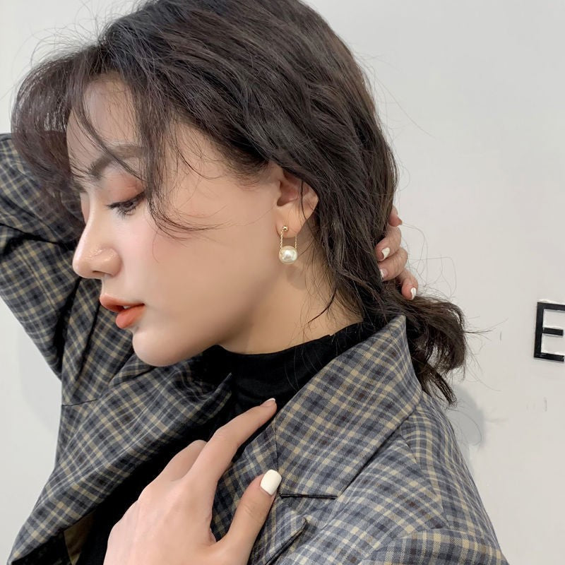 Pearl Dangle Earrings | Faux Pearl Earrings | Dangle Pearl Earrings with Silver Pins (10mm)