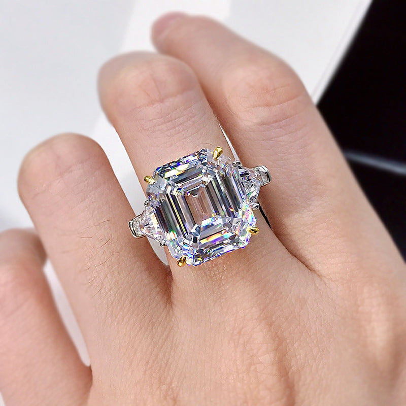 Asscher Cut Three-Stone Yellow and Pink Lab Grown Diamond Engagement Ring 5.0 CTW with S925 Silver GH/VVS