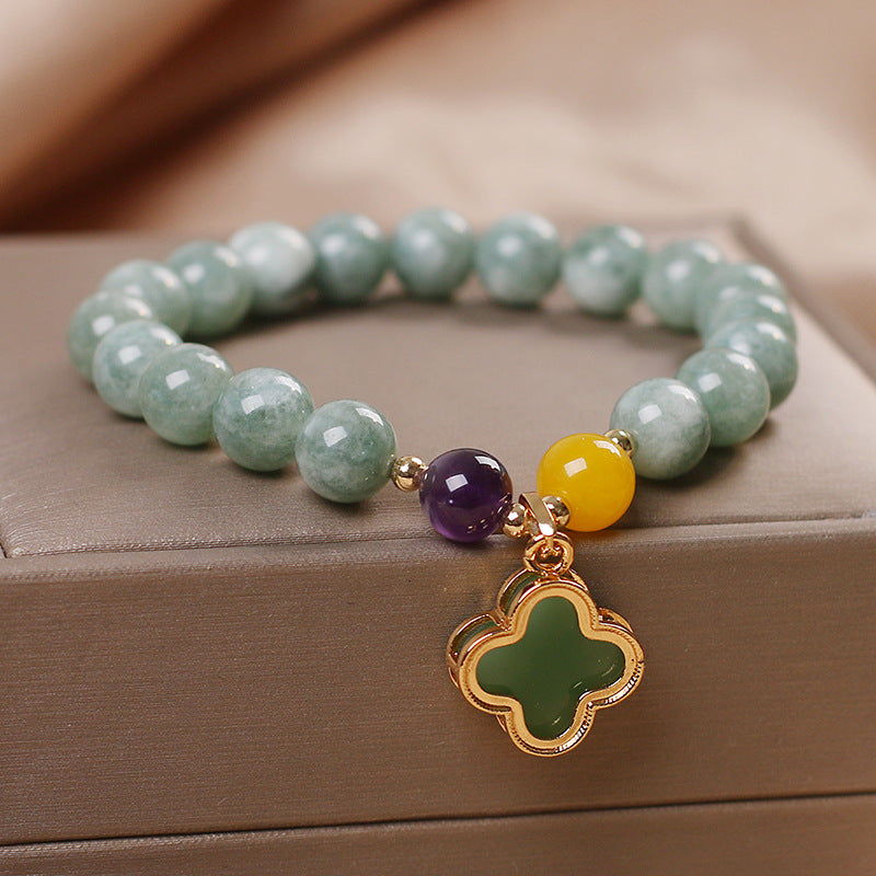 Mother's Day Gift Choice Aquamarine Jade Freshwater Cultured Pearl Bracelet with Sterling Silver Clasp